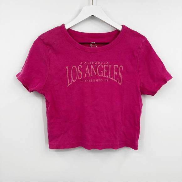 American Vintage Tops - Vintage Y2K Los Angeles Pink Baby Graphic Tee Size XL Early 2000s Streetwear